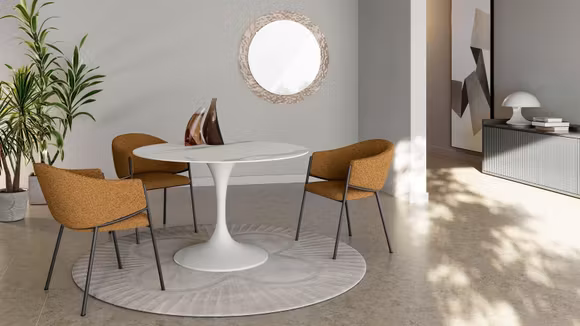 Masa Side Ceramico Marmo Bianco D.100