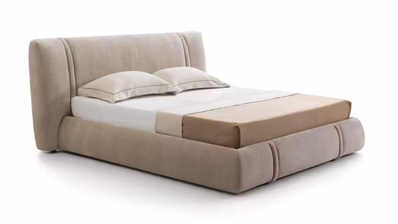 Pat Marlene cu lada de depozitare textil Beige 160x200