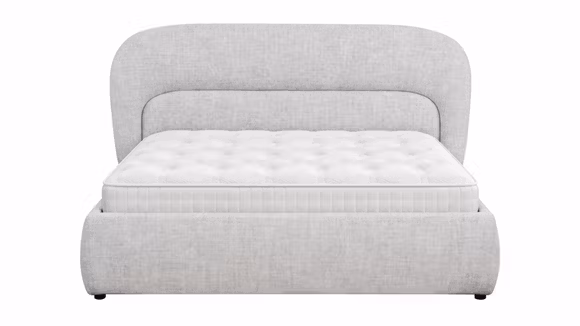 Pat Bjorn cu lada de depozitare pentru saltea 160x200 cm, tapiterie textila G681-1A, tablie ampla cu forme rotunjite si somiera rabatabila.