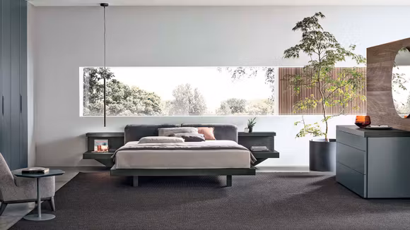 Pat Morfeo Coal Oak Wood/Nubuck Grey Leather 160x200