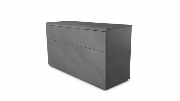 Comoda Cooper Calce Scura moderna cu 3 sertare, finisaj lemn, dimensiuni 145.6x51.8x80.3 cm