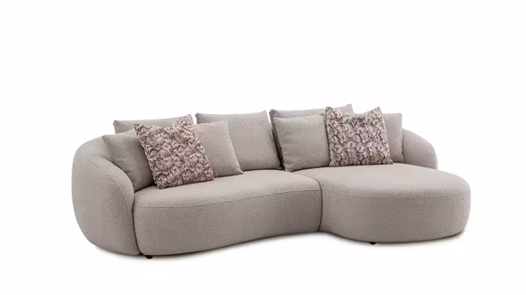 Canapea cu sezlong Misiarte textil Cloud Beige, dreapta