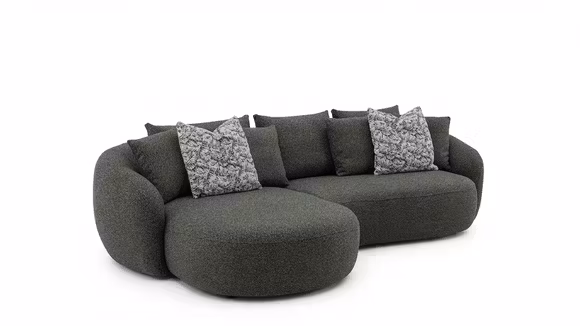 Canapea cu sezlong Misiarte textil Cloud Green, stanga