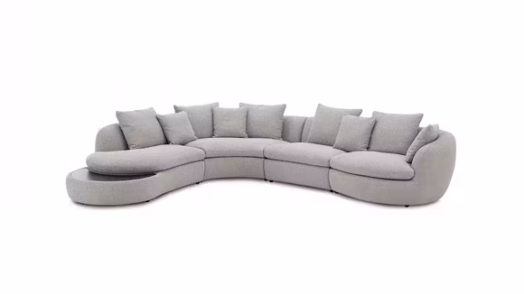 Canapea de colt Kilian textil Light Grey + Masa Ceramica Black, Stanga