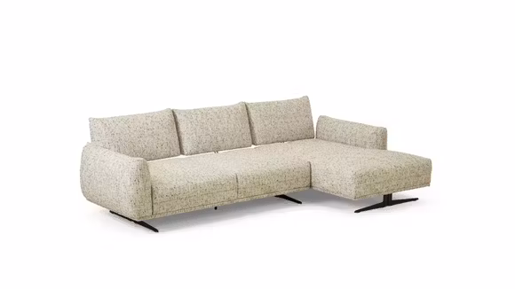 Canapea cu sezlong Stella, textil beige, dreapta