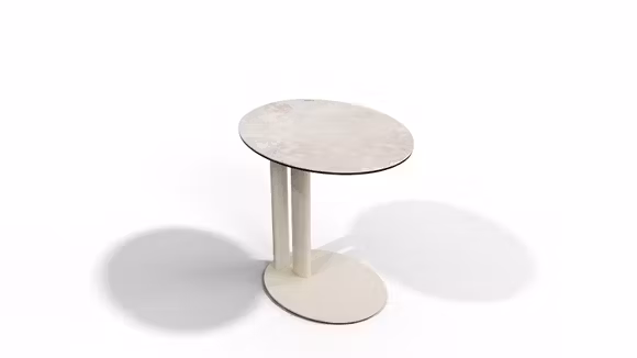 Masuta de cafea Ricardo cu top din ceramica KL-199, blat de sticla si structura metalica Beige, cu design modern pentru living.