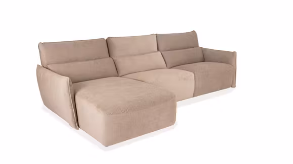 Canapea de colț Stupore tapițată în textil Teti Beige, design modern și elegant, ideală pentru livinguri rafinate.