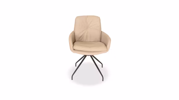 Scaun rotativ cu brate Biloxi, piele Life Line Biscuit