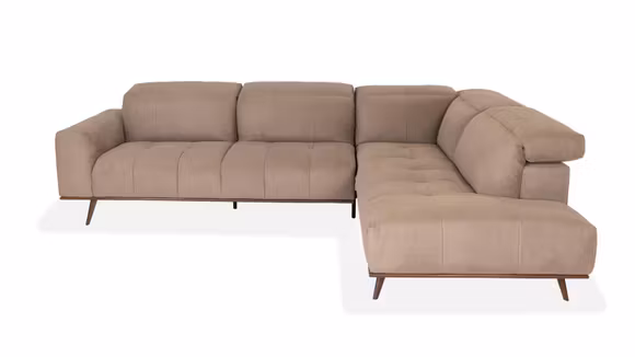 Canapea de colt Scacco, tapiterie textil Sfinge Taupe, colț dreapta, design modern italian, structură din lemn și metal, confort premium.