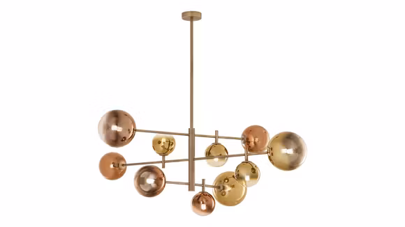 Lustra Roy Matt Brass Gold/Coffee, cu finisaj Auriu Degrade/Cafeniu Degrade si 10 surse de lumina G9.