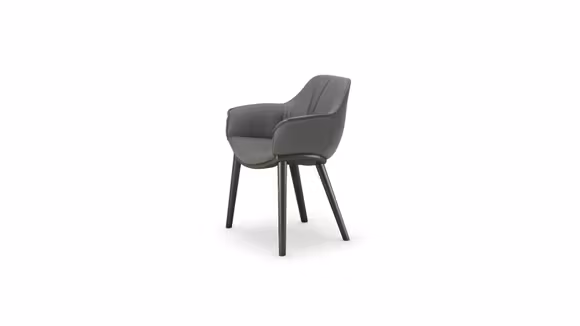 Scaun Scarlett Wood piele Smoke