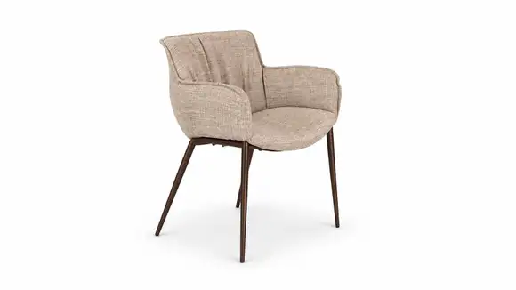 Scaun Rhonda textil B810 Bej + picioare Bronze