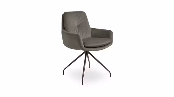 Scaun rotativ cu brate Biloxi, Velvet Silver
