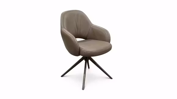 Scaun rotativ Joaquin tapitat in piele FD-16, cu structura metalica in finisaj Crossed Bronze si design modern.