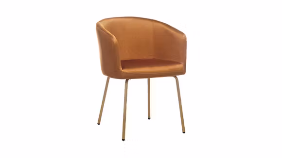 Scaun Will textil Davis Monolith Caramel + picioare Golden Powder