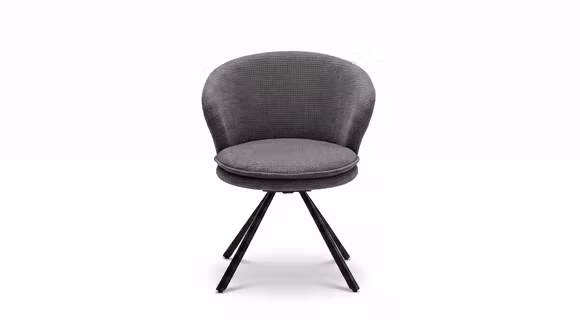 Scaun rotativ Casino tapitat in material textil Patio Decor Dark Grey pentru exterior, cu structura metalica.