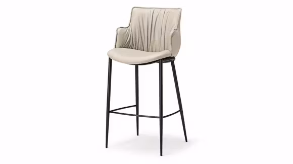 Scaun de Bar Rihanna B Soft Leather Cenere + Black Embossed - Expus