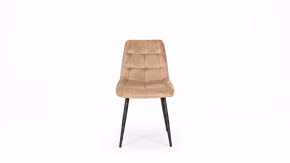 Scaun Nicole Beige Velvet, tapitat in catifea beige, cu picioare metalice negru mat si design elegant.