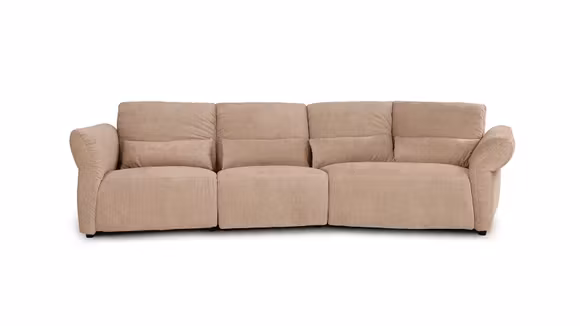 Canapea 3 locuri Selina cu recliner stanga, tapitata in textil Judy Linen Bej, design modern si elegant.