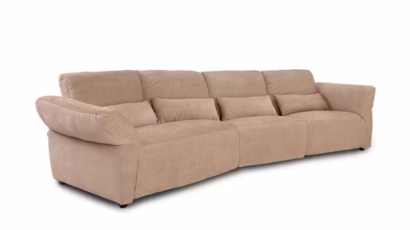 Canapea 3 locuri Selina cu recliner stanga, tapitata in textil Judy Linen Bej, design modern si elegant.