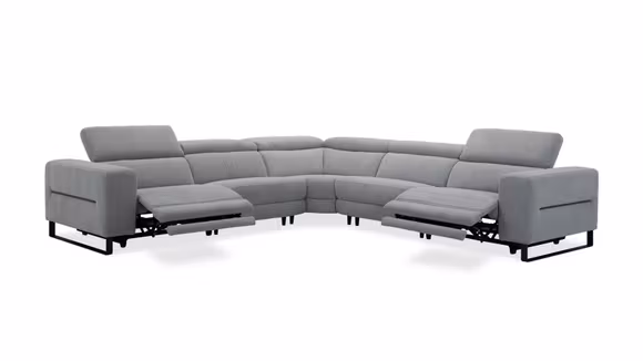 Canapea modulara Siento cu 2 reclinere textil bouclé Grey