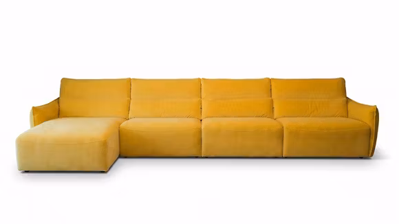 Canapea cu sezlong Stupore 4 locuri Brezza Mustard, stanga