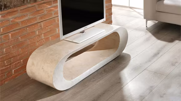 Suport TV Tito multifunctional din piatra fossile, utilizabil ca masuta, 130x35x35 cm