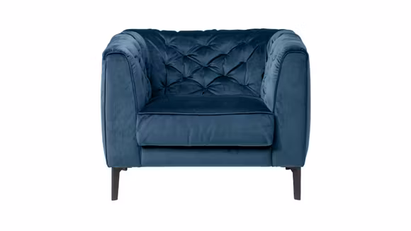 Fotoliu Piacere tapitat Brezza Dark Blue, fotoliu modern pentru living si zona de relaxare.