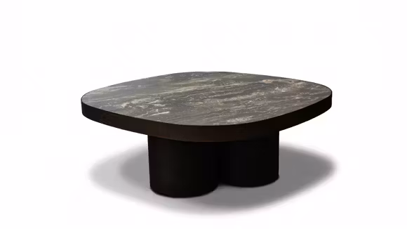 Masuta de cafea Zafon cu top din ceramica KL-176 si structura metalica Bronze Powdered Coat N6, cu design compact si modern.